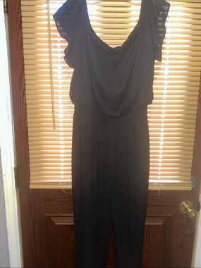 Express Black Flutter-Sleeve Jumpsuit